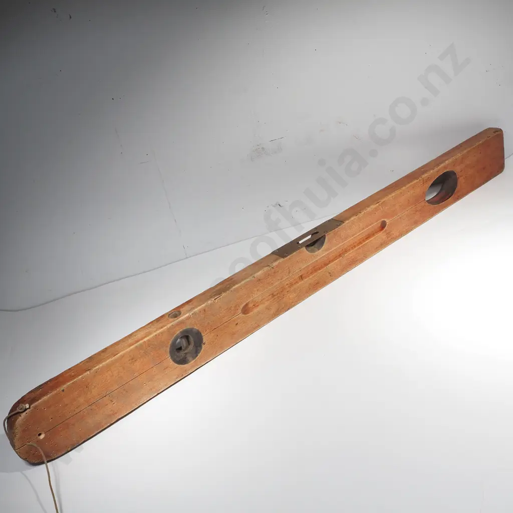 Stanley Wooden No 3 Adjustable Wooden Spirit Level w Brass Trimmed Sight Windows & Glass Levelling Vials Image 1++