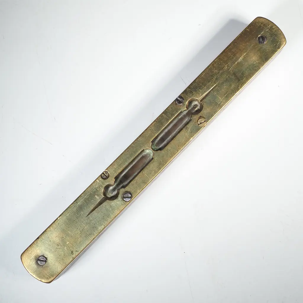 Antique Pocket Spirit Level w Brass Plate &  Two Separate Glass Apertures Image 1++