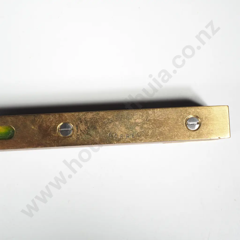 Vintage Mahogany & Brass Spirit Level W Hourglass Window Image 1++