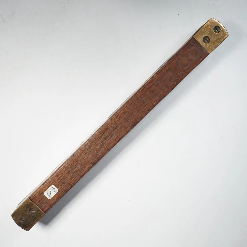 Vintage Mahogany & Brass Spirit Level by Wilson Lovatt & Sons w Polished Brass Top Plate & a Single Glass Vial Bubble Image 1++