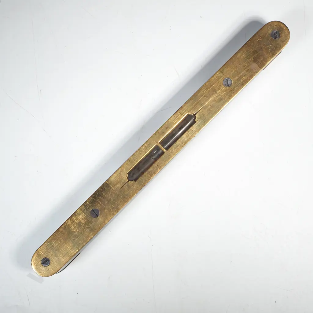 Vintage Ebony  & Brass Spirit Level w Double Glass Vial Image 1++