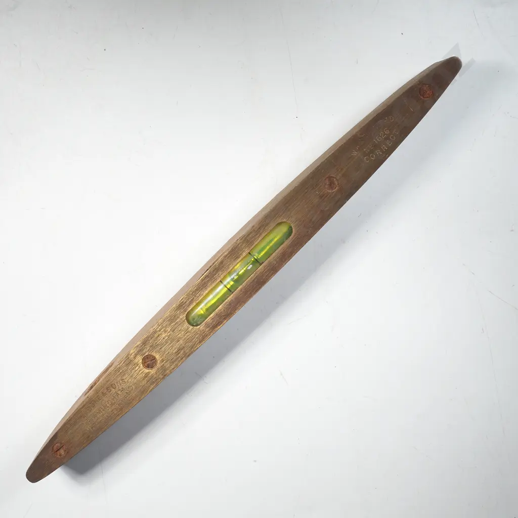 Antique Brass & Torpedo Shaped or Torpedo Shaped Spirit Level  by J Rabone & Sons with One Central Window & Side Window Image 1++