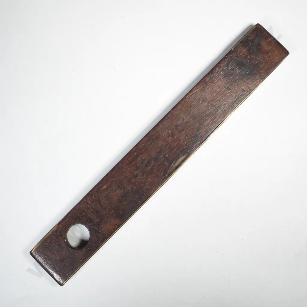 Vintage Mahogany & Torpedo Shaped Spirit Level w Two Viewing Windows by Smallwood Birmingham, Marked 'Warranted Correct' Image 1++