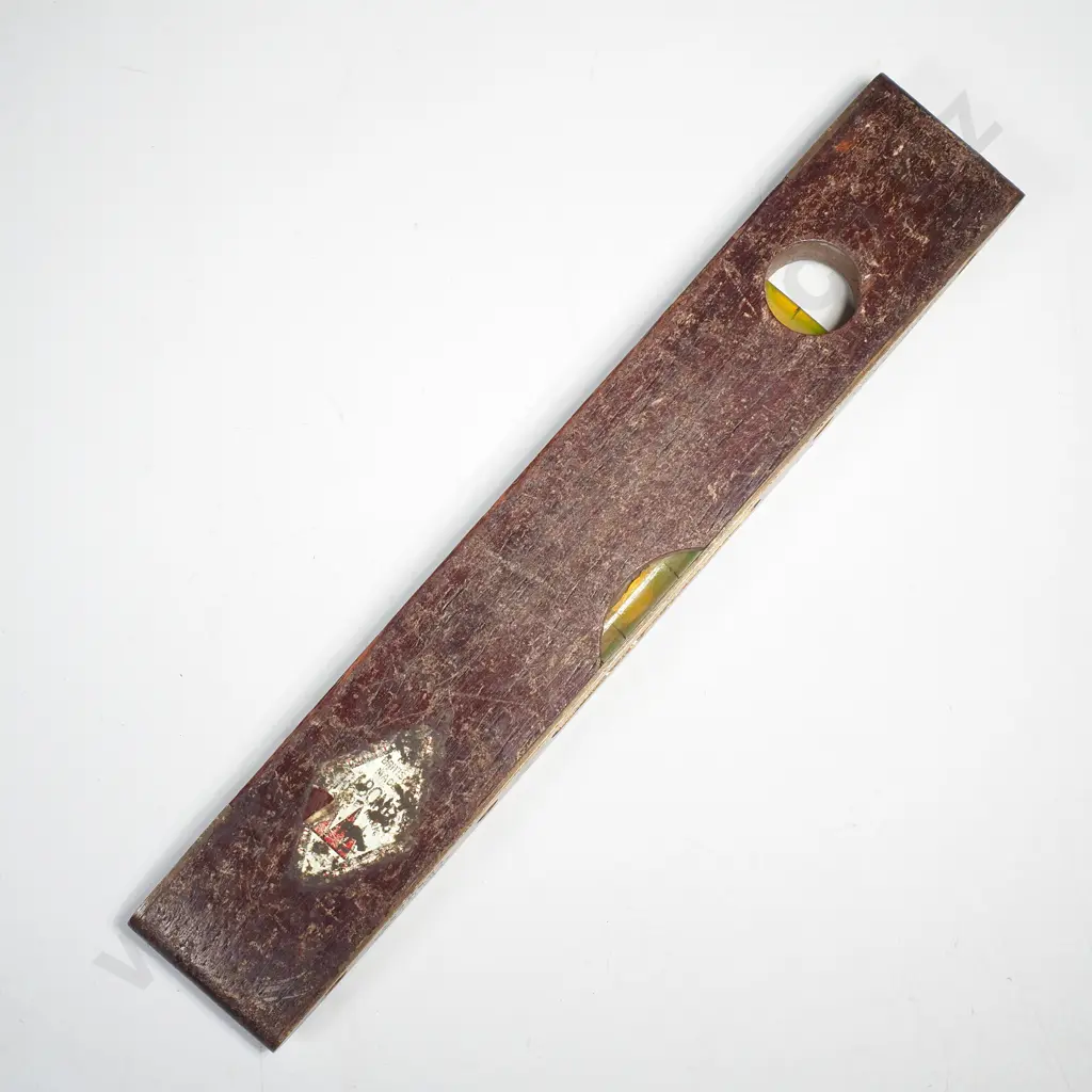Vintage Mahogany & Brass Torpedo Shaped Spirit Level w Plumb Side Vial, by J Rabone &  Sons, No 1625 Image 1++