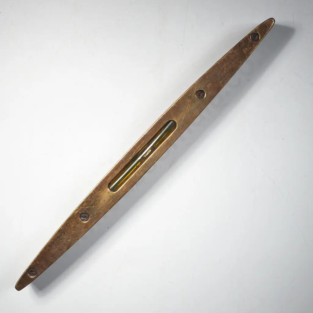 Vintage Torpedo Shaped Spirit Level Single Window by J Rabone & Sons w Plumb Vial for Checking Vertical Alignment Image 1++