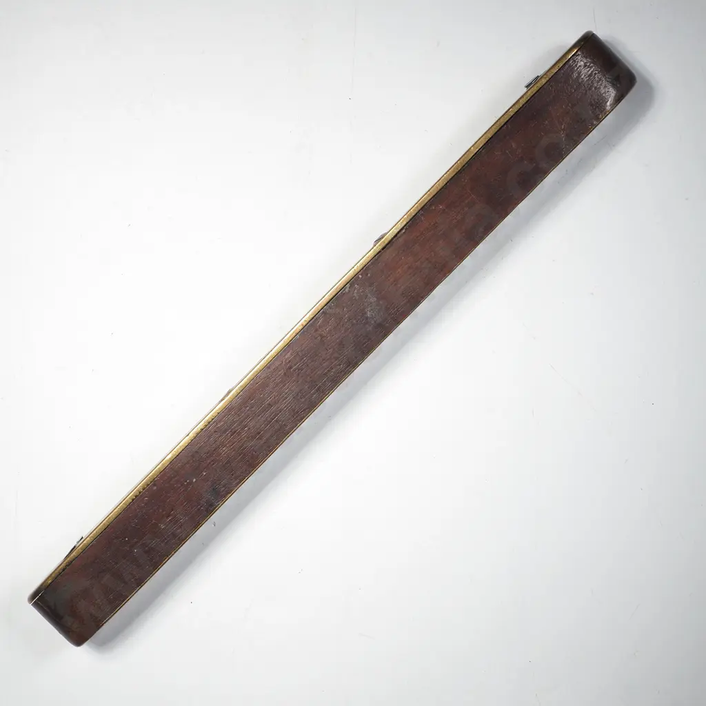 Antique  Brass & Mahogany Pocket Spirit Level w Central Vial & Two Brass Cutouts, Marker James John Liddell, Edinburgh Image 1++