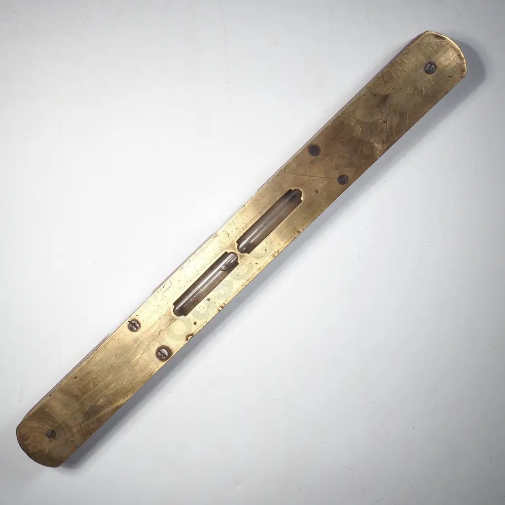 Vintage Mahogany & Brass Spirt Level  Protected by Two Glass Windows, Image 1++