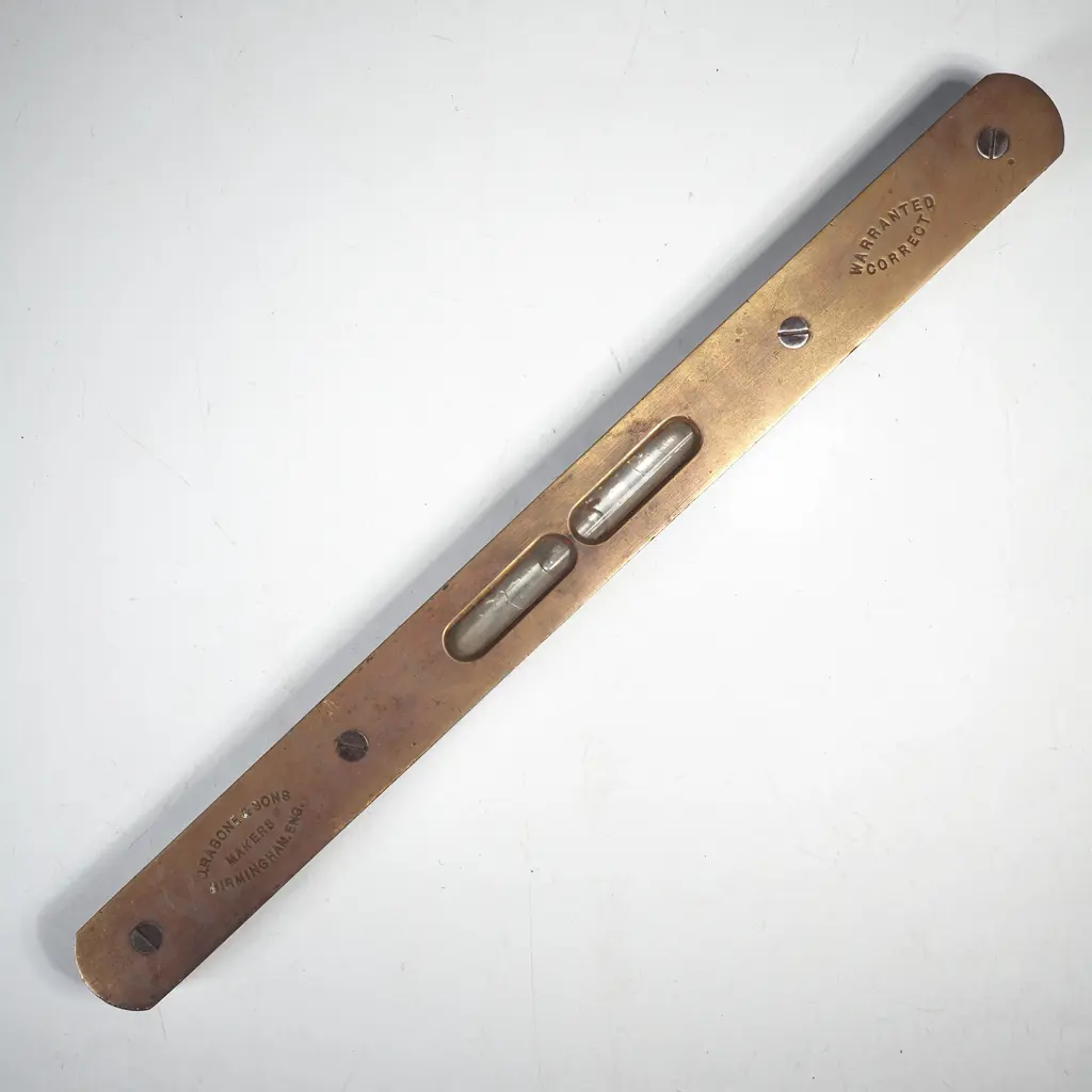 Vintage Mahogany & Brass Spirt Level  Protected by Two Glass Windows, By J Rabone & Sons, Birm, Warranted Correct Image 1++