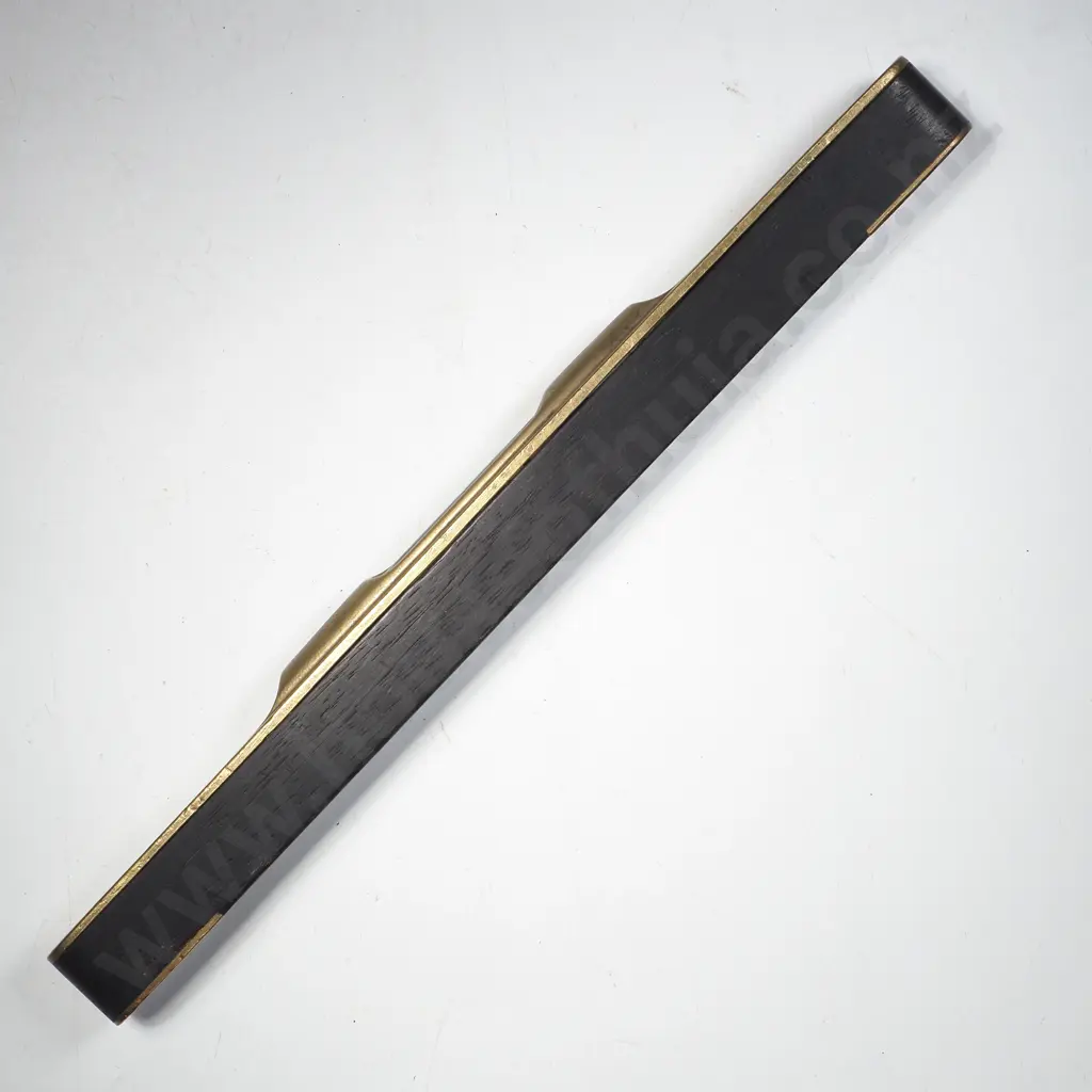 Brass & Dark Wood Pocket Sprit Level w Single Aperture & a Raised Brass Sight Around Viewing Window. Image 1++