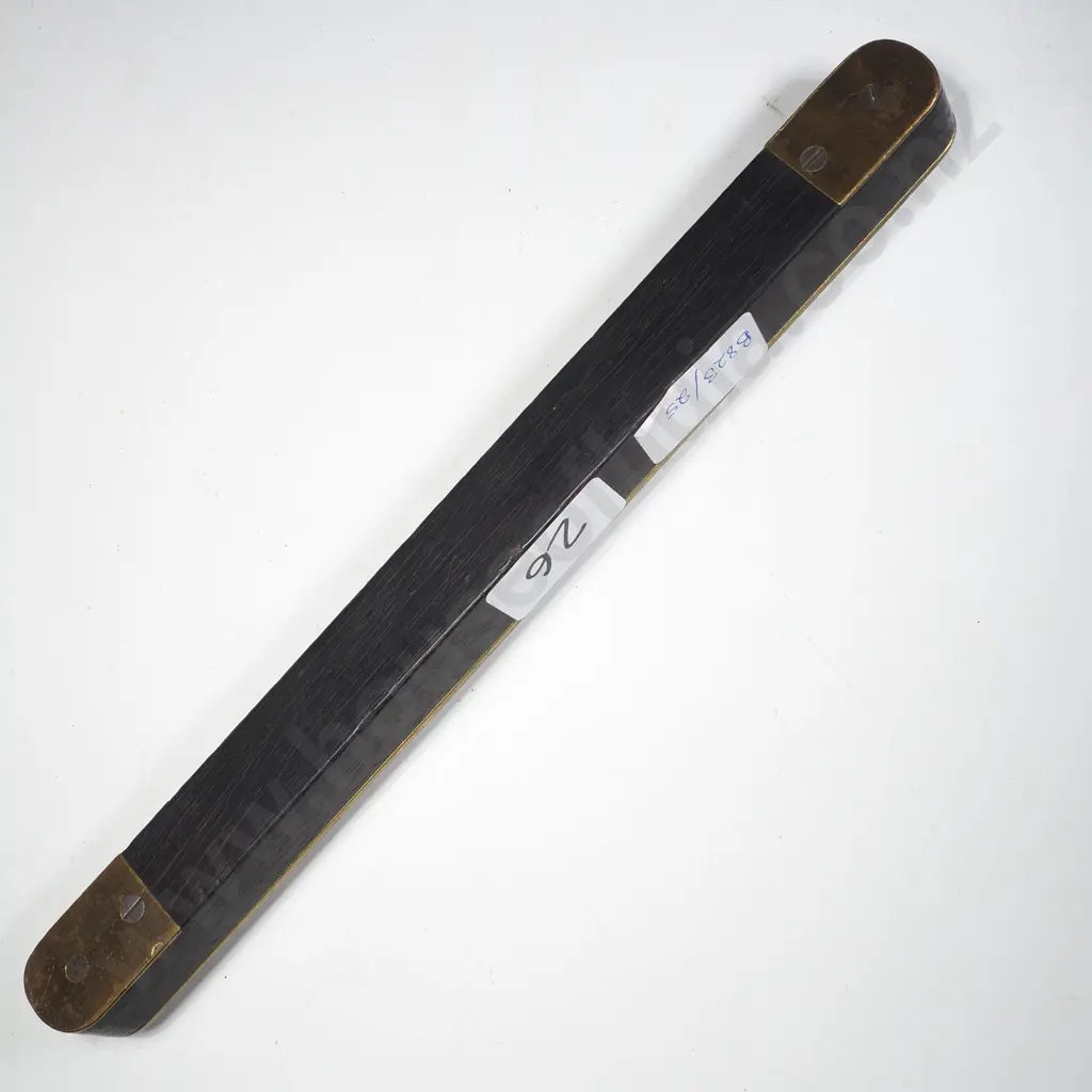 Brass & Dark Wood Pocket Sprit Level w Single Aperture & a Raised Brass Sight Around Viewing Window. Image 1++
