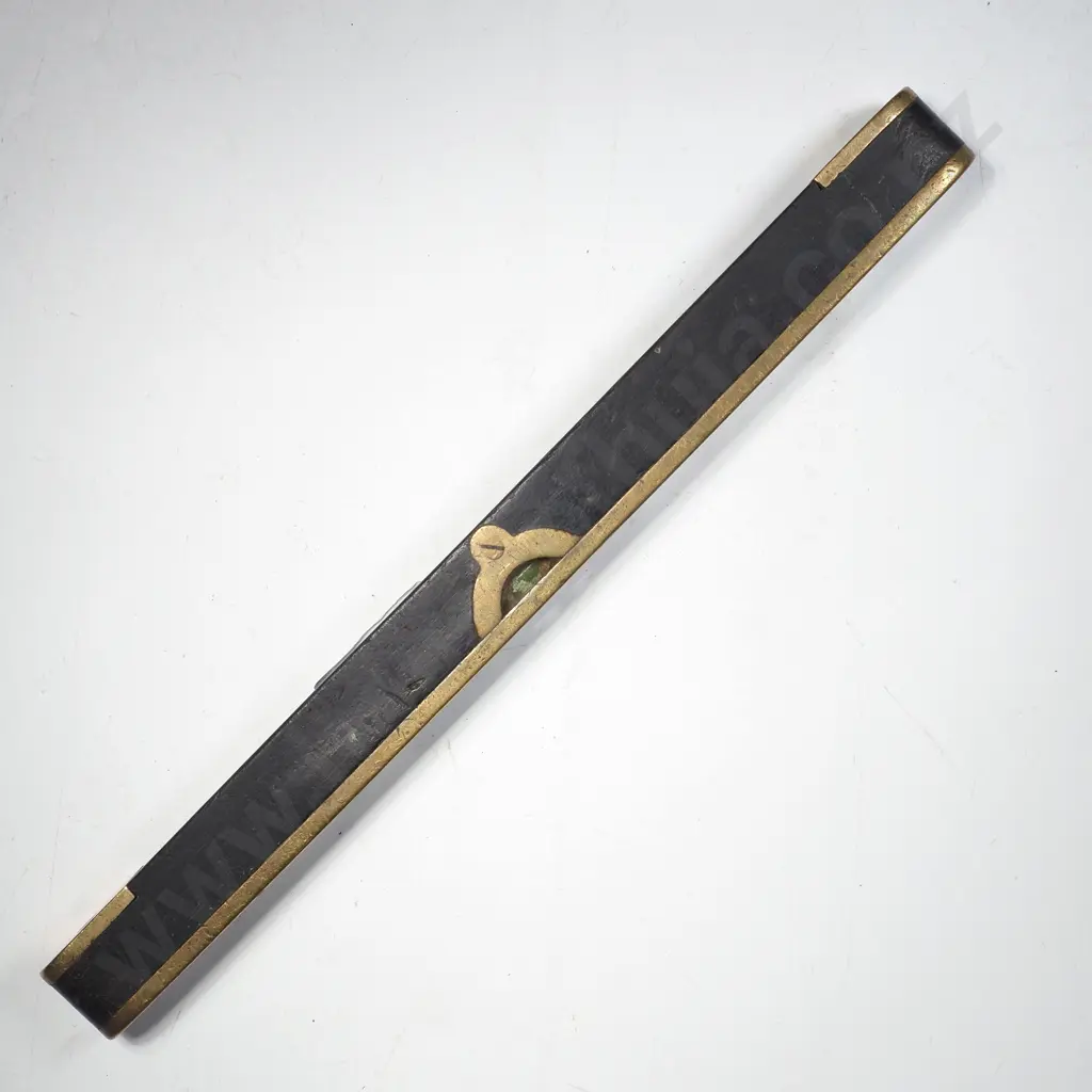 Brass & Dark Wood Pocket Sprit Level w Double Aperture & Side View Ports, By W Marples & Sons Image 1++