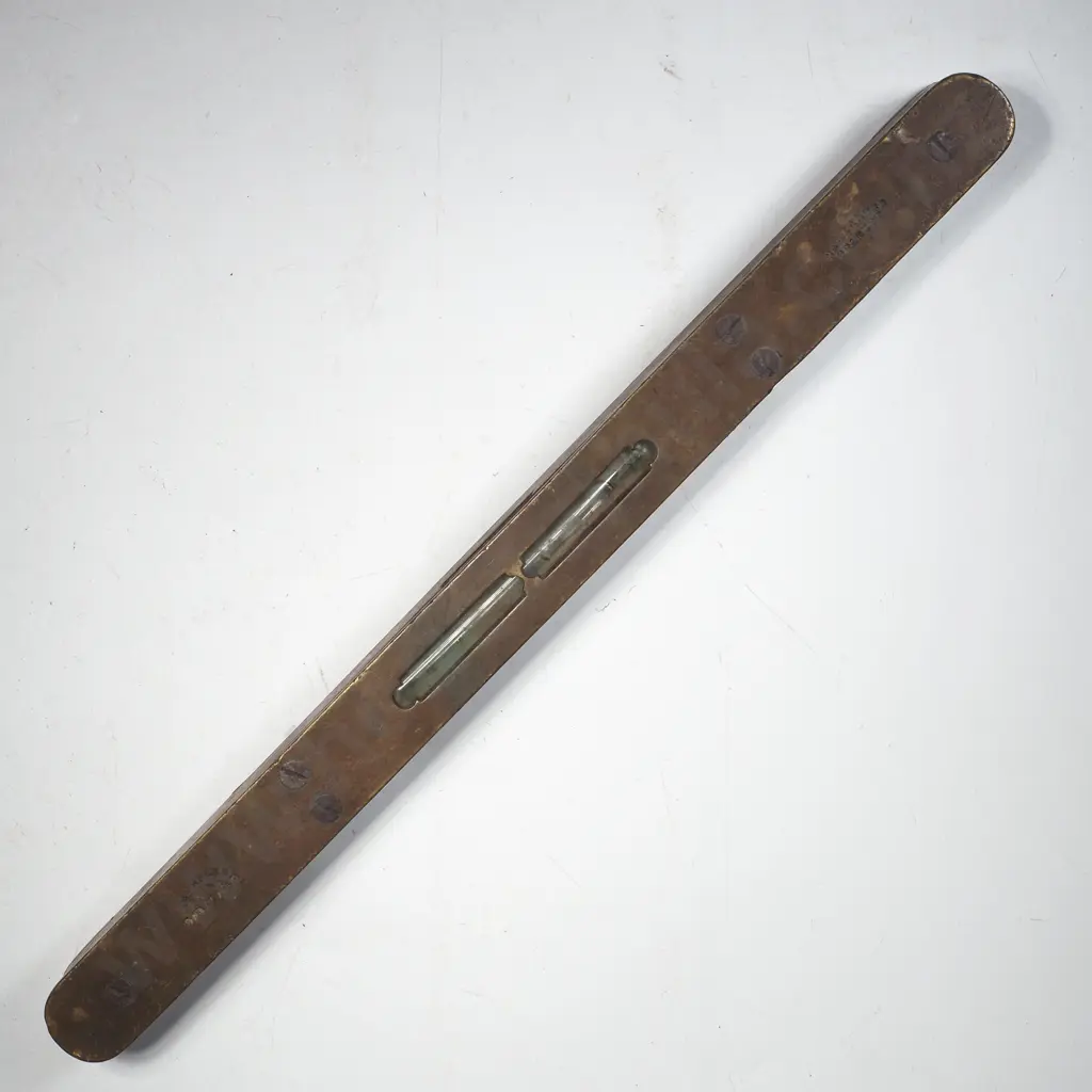 Vintage Brass & Rosewood? & Brass Spirit Level by Marples, Sheffield  w Dual View Glass Bubble Vial & Side Windows Image 1++