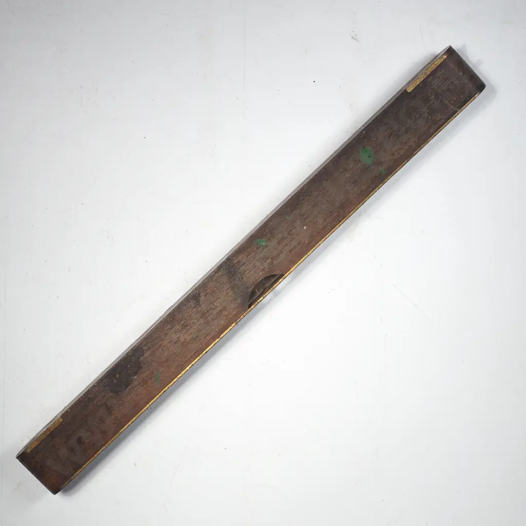Brass Bound & Mahogany Pocket Spirit Level w Two Viewing Windows Image 1++