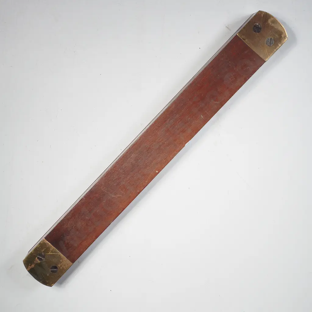 Vintage Wood & Brass Pocket Spirit Level w Dual Viewing Windows Image 1++