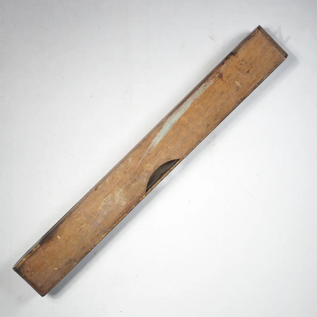 Antique Brass Spirit Level w Decorative Hourglass Cutouts w Dual View Opening Split at Centre By John Rabone & Sons Image 1++