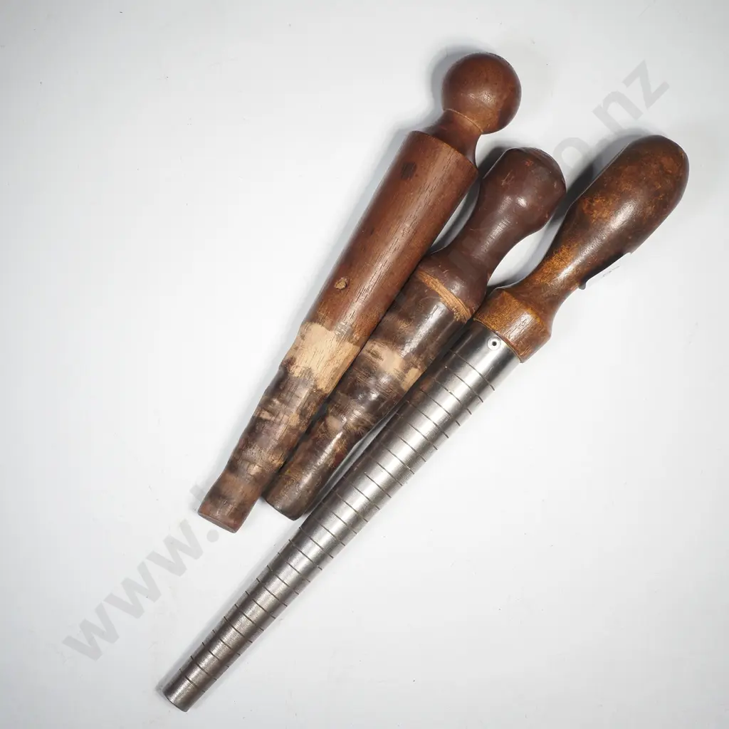 Ring Size Mandrel w Wooden Handle & Two Wooden Handles for Ring Mandrels Image 1++