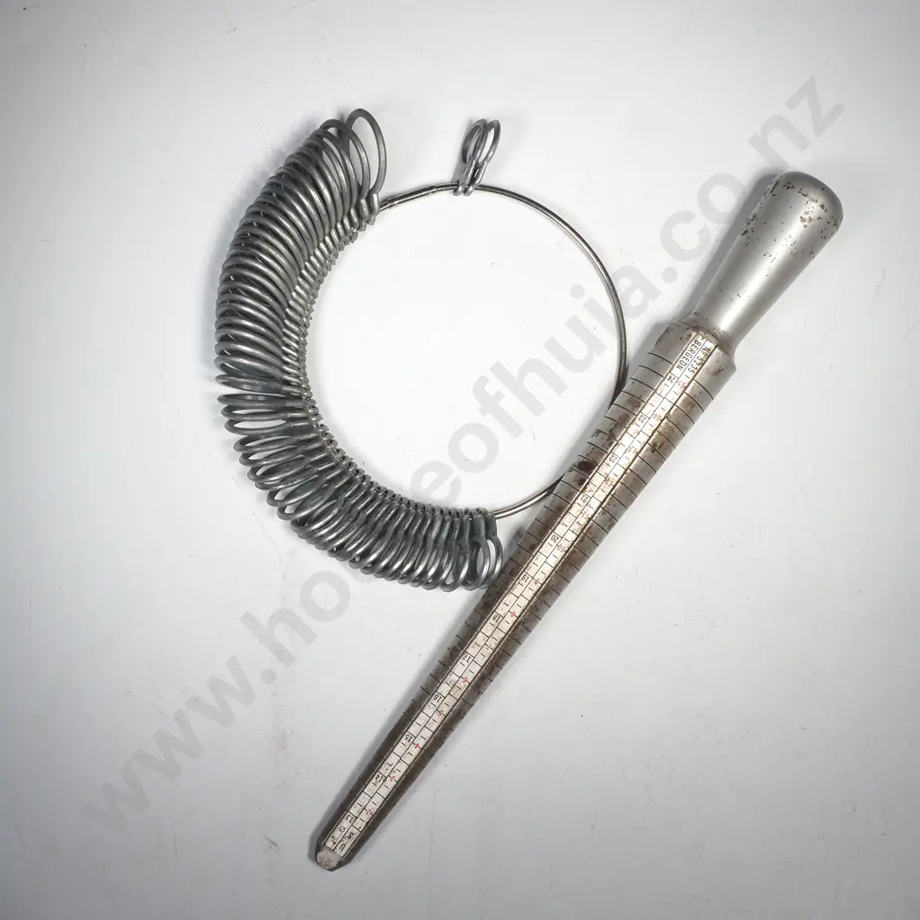 Two Vintage Brass Ring Sizers - (Ring Sizing Mandrel & a Finger Size Gauge) Image 1++