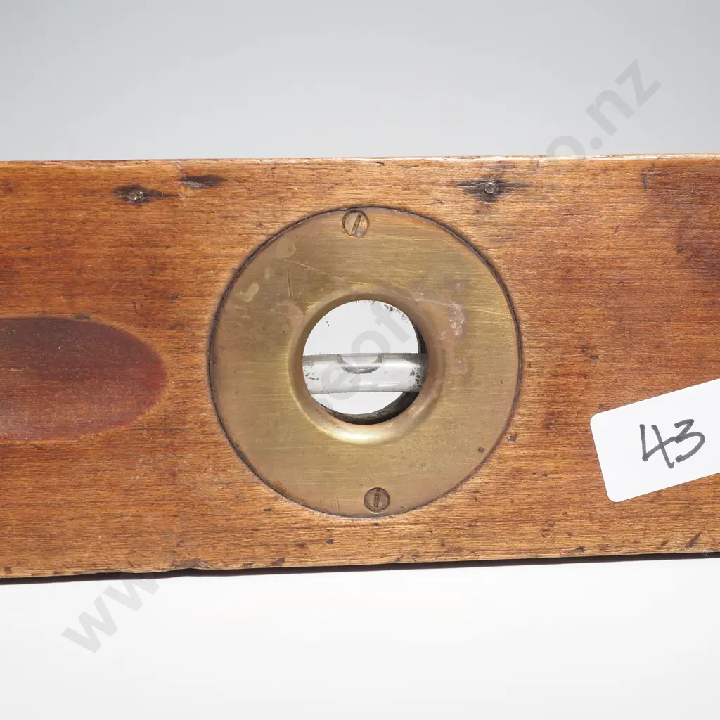Vintage Wooden & Brass Spirit Level by Henry Disston & Sons, w Brass End Plates & Vial Surrounds Image 1++