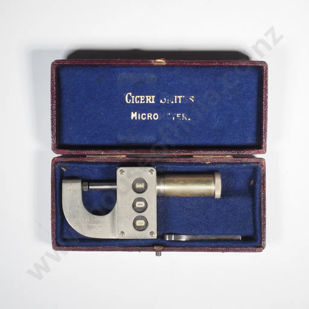 Antique Mechanical Digital - Readout Micrometer by John Smith of Edinburgh London complete w Purple Lined Box & Key Image 1++