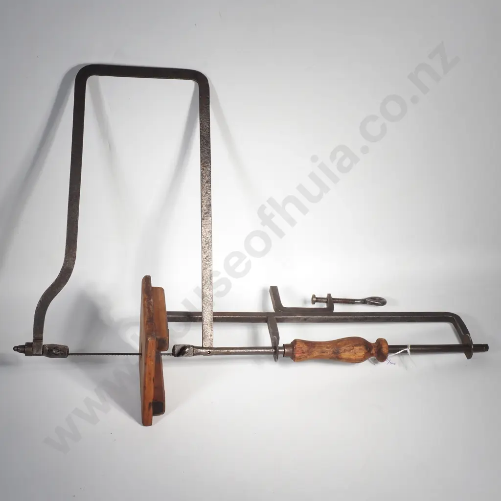 Vintage Jewellers Saw (Piercing Saw) w a C Shaped Metal Frame, Wooden Handle & Small Bench Pin or Support Platform Image 1++