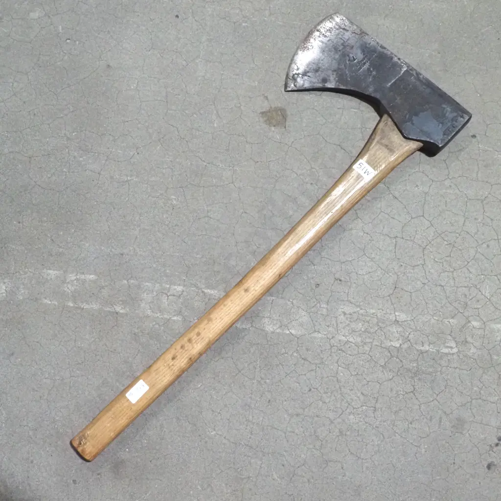 Vintage Elwell Forged Steel Axe w Wooden Handles & Flared Profile 45952 Image 1++