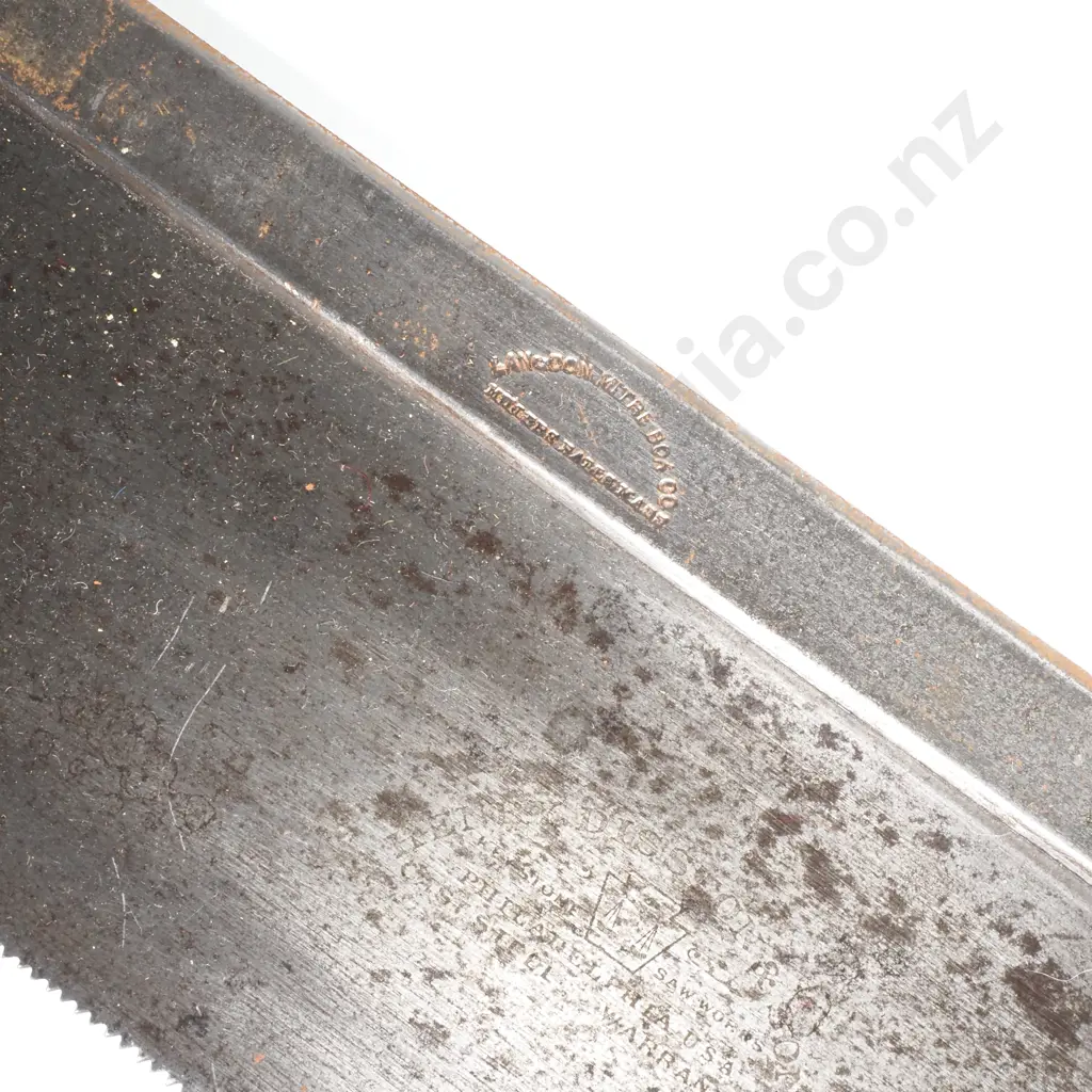 Henry Disston & Sons Backsaw or Tenon Saw w an Open Fruitwood or Beechwood Handle & a Disston Medallion Image 1++