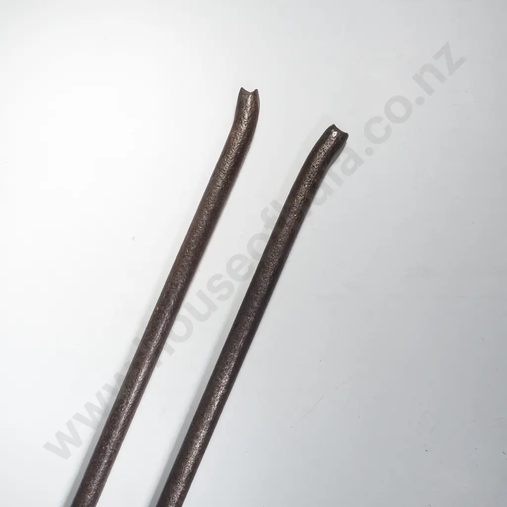Antique Hand Forged Blacksmith Tongs w Flat -Bit Jaws  & Long Handles (Reins) Image 1++