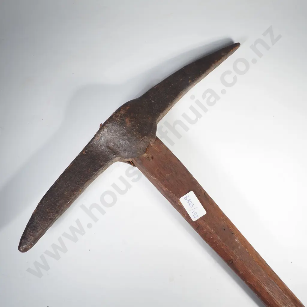 Vintage Pickaxe or Miner's Pick w a Forged Iron Double Pointed Head Image 1++
