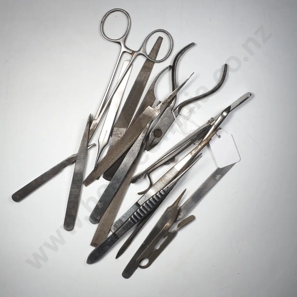 Assortment of Mainly Stainless Steel Jeweller's Instruments including Tweezers & Clamps Image 1++