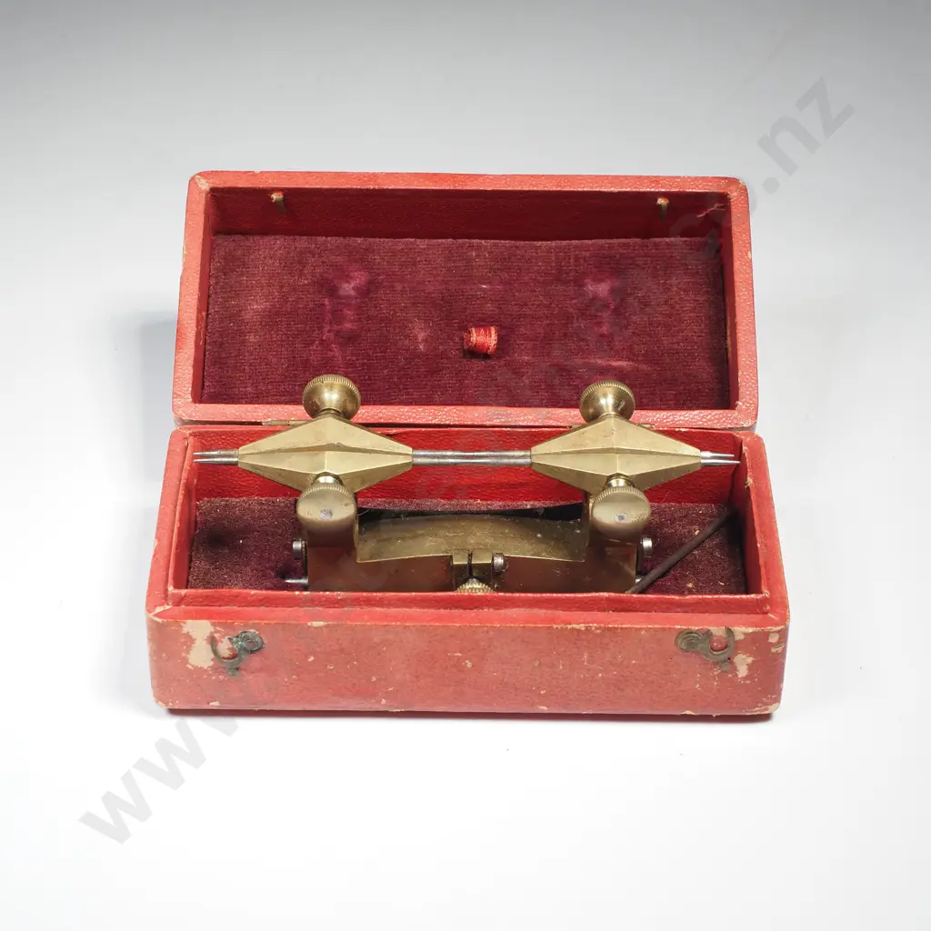 Antique Watchmakers Depthing Tool Housed in its Original Red Case, Boxed Marked 'Compas 26 Lignes' Image 1++