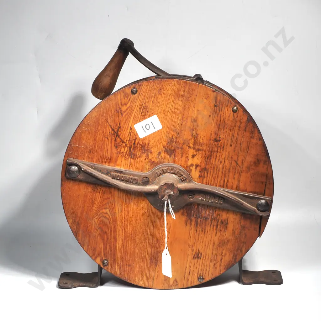 'The Bantam' Spong & Co. London Victorian Rotary Knife Cleaner & Sharpener w Oak Frame & Wooden Handle Image 1++