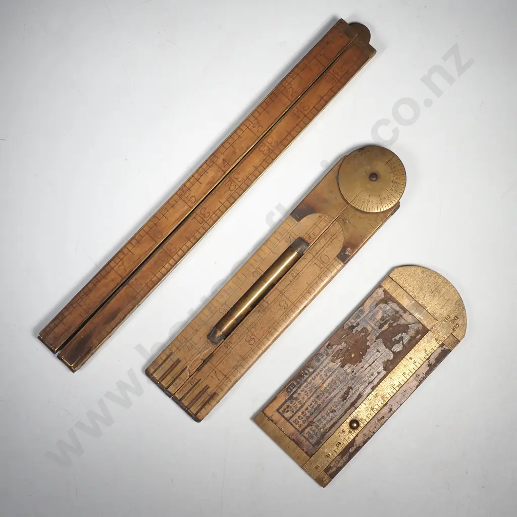 J Rabone & Sons No 1190 Boxwood & Brass Combination Folding Hammer w Spirit Level & Protractor Hinge Image 1++