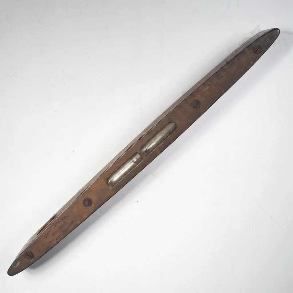 Vintage Wooden & Brass Torpedo Shaped J Rabone & Sons Makers Spirit Level Image 1++