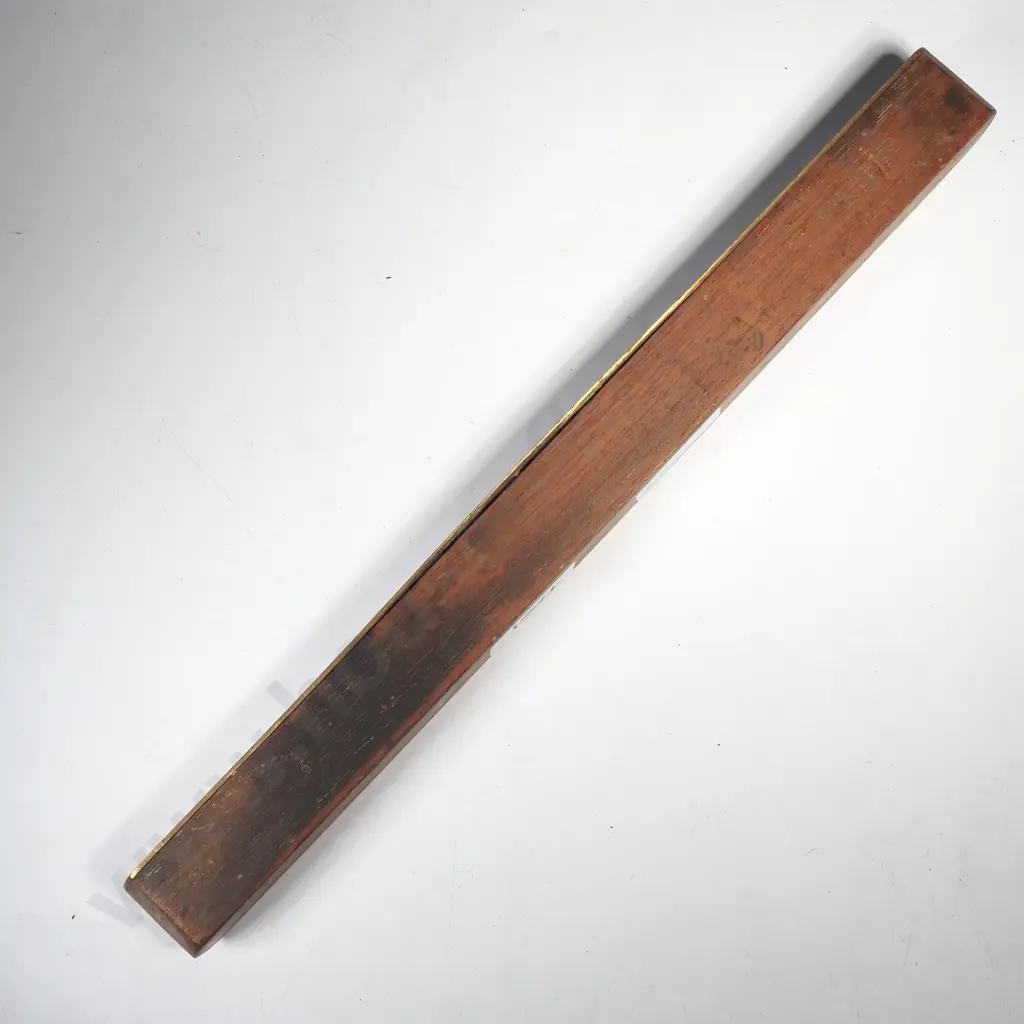 Small Vintage Wooden & Brass Spirit Level w Dual Glass Vials Image 1++