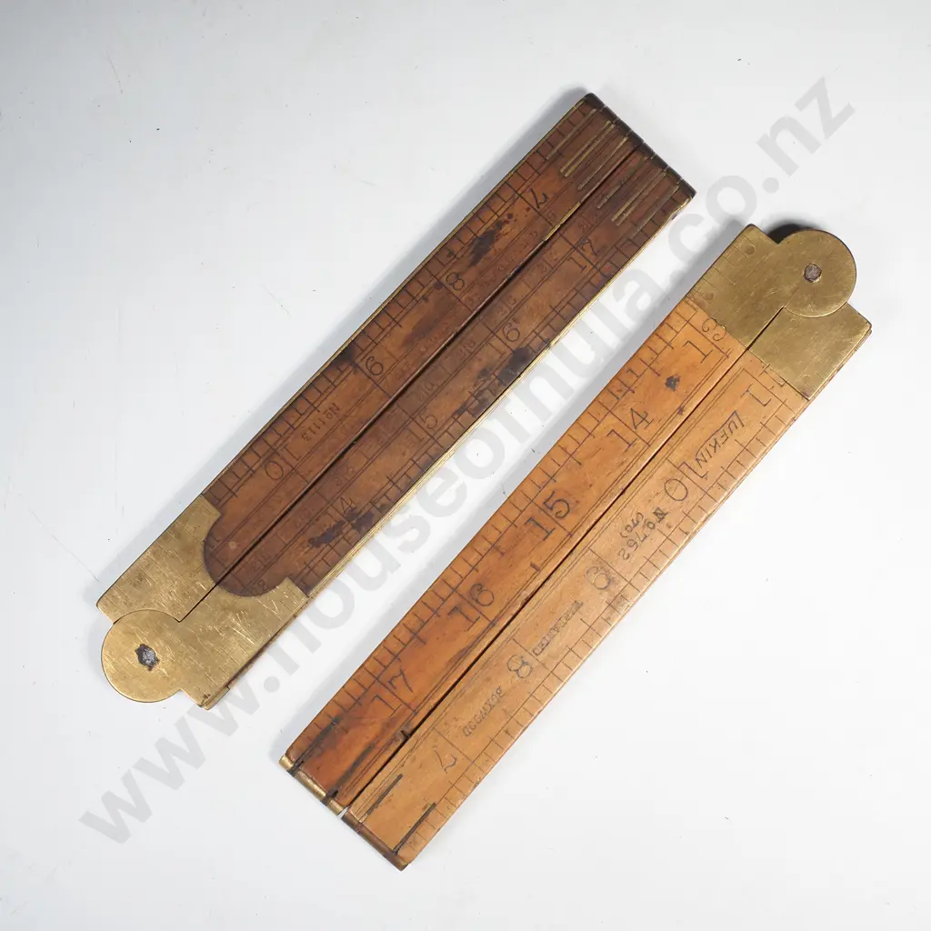 Vintage John Rabone & Sons No 113 Four Fold, Brass Bound Boxwood Rule & Another Lufkin 24' Folding Rule Image 1++
