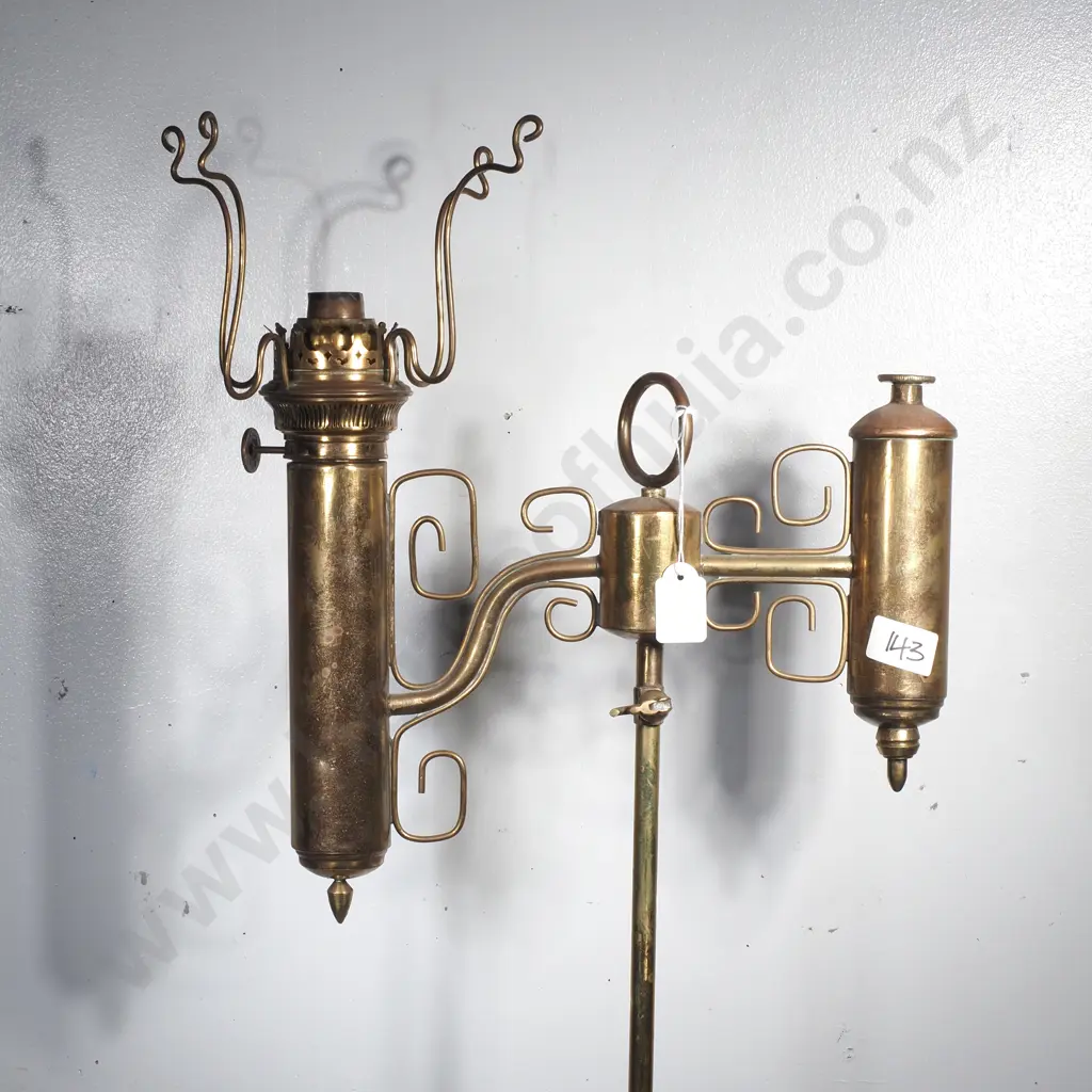 Antique Brass Standing Students Lamp A/F Image 1++