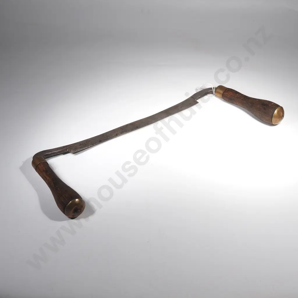 Vintage Woodworking Drawknife, A Traditional Hand Tool Used For Shaping Wood & Peeling Bark Image 1++