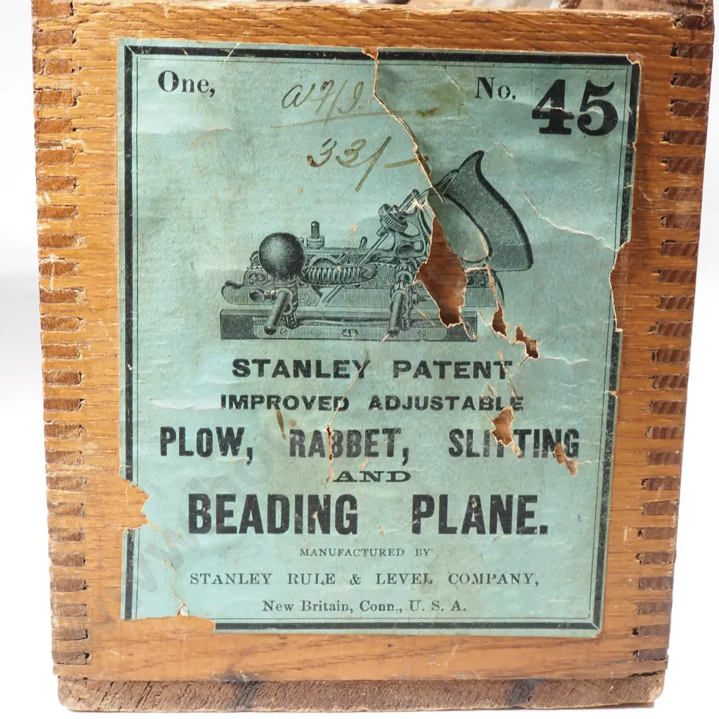 Stanley No 45 Plow, Rabbet, Slitting & Beading Plane w Assorted Cutters Image 1++