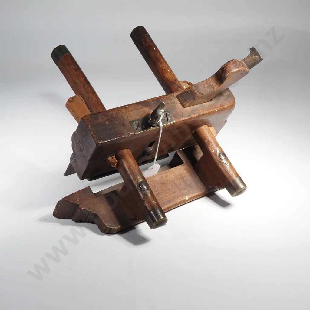 Antique Wooden Plough Plane w Brass Fittings Image 1++