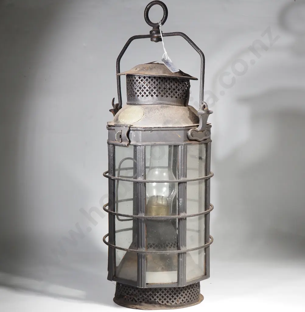 Large Antique E J Hall of London Ships Lantern Image 1++