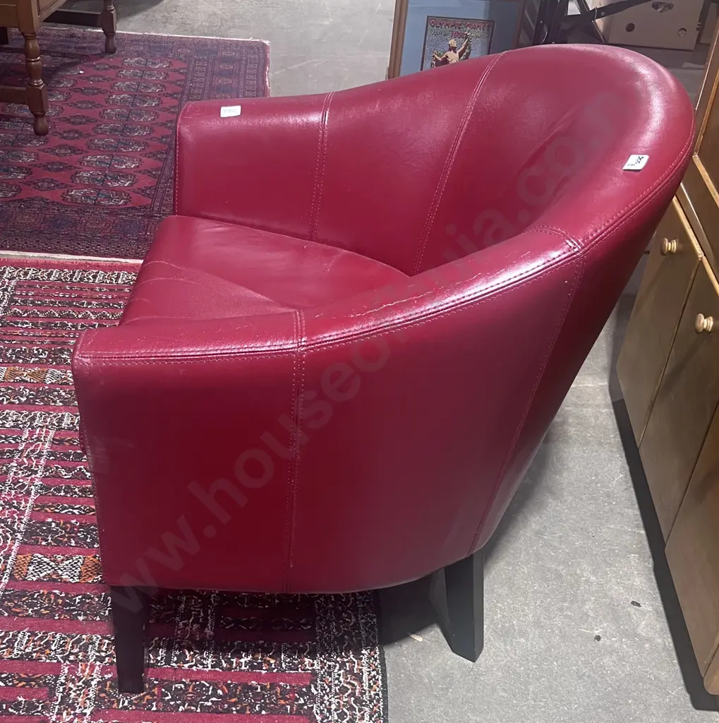 Red Vinyl Tub  Chair Image 1++