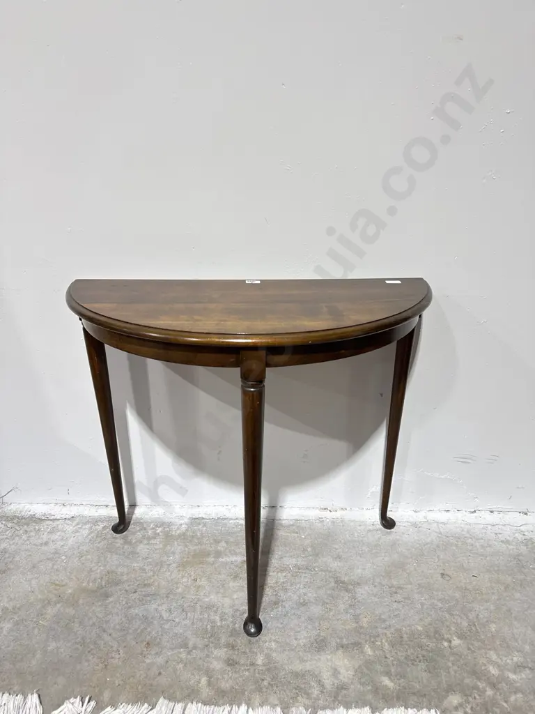 Mahogany Demi Lune Half Round Table on Three Cabriole Legs Image 1++