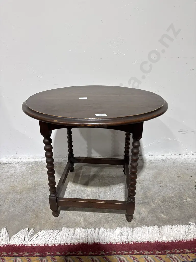 Round Oak Occasional  Table on Four Barley Twist Legs Image 1++