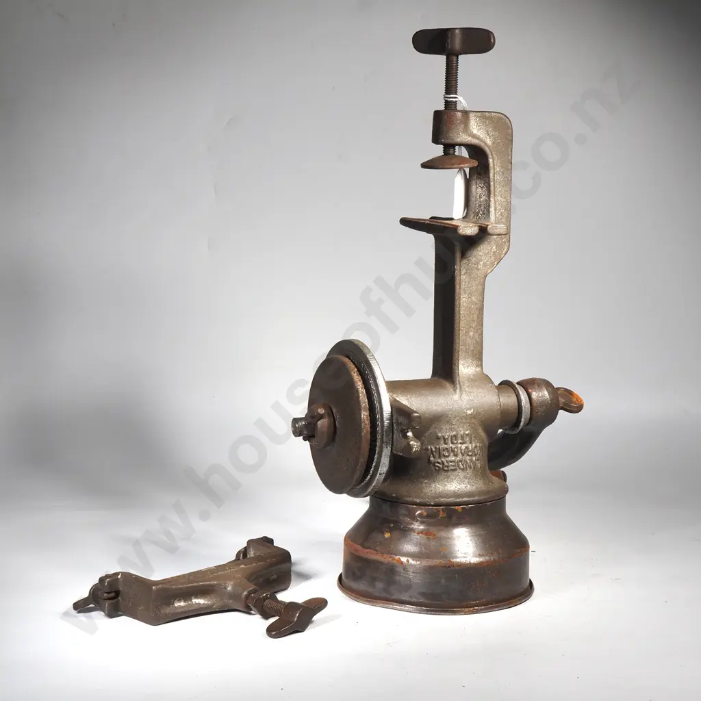 Vintage Cast Metal Corona Manual Hand Crank Grinder for Processing Food w Screw Clamp Top Image 1++