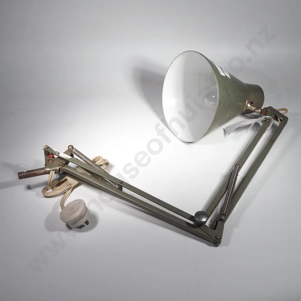Vintage Green Anglepoise Superlux Task Lamp w an Adjustable Articulated Scissor Arm & a Screw Clamp Mount Image 1++