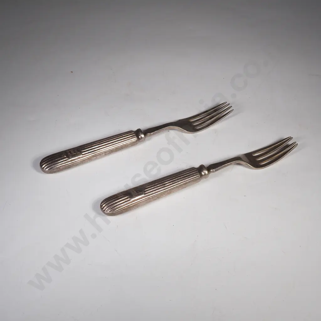 Two Silver Plate Dinner Forks Engraved 'Castle Hotel' Dunedin Image 1++