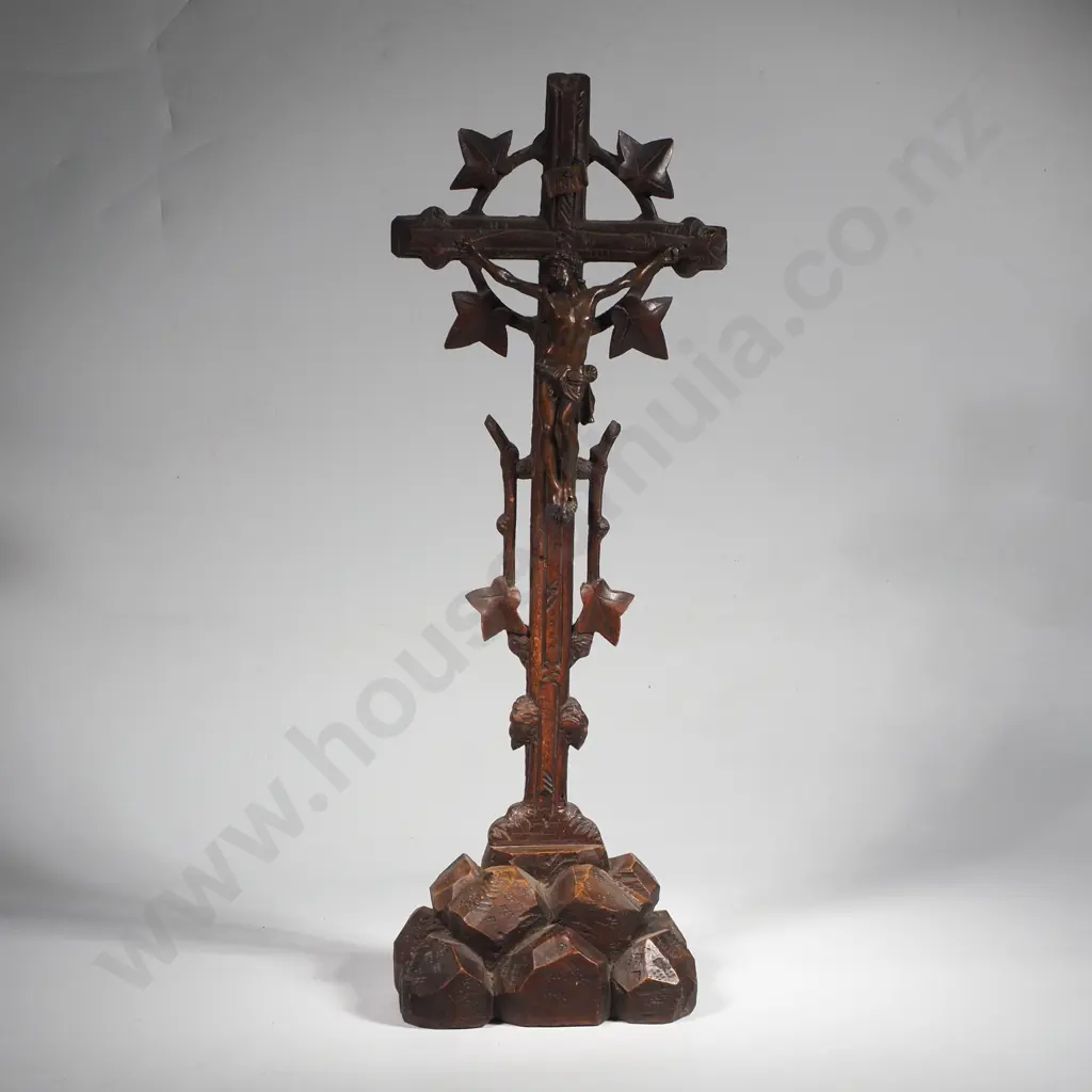 Antique Carved Wooden Crucifix Image 1++