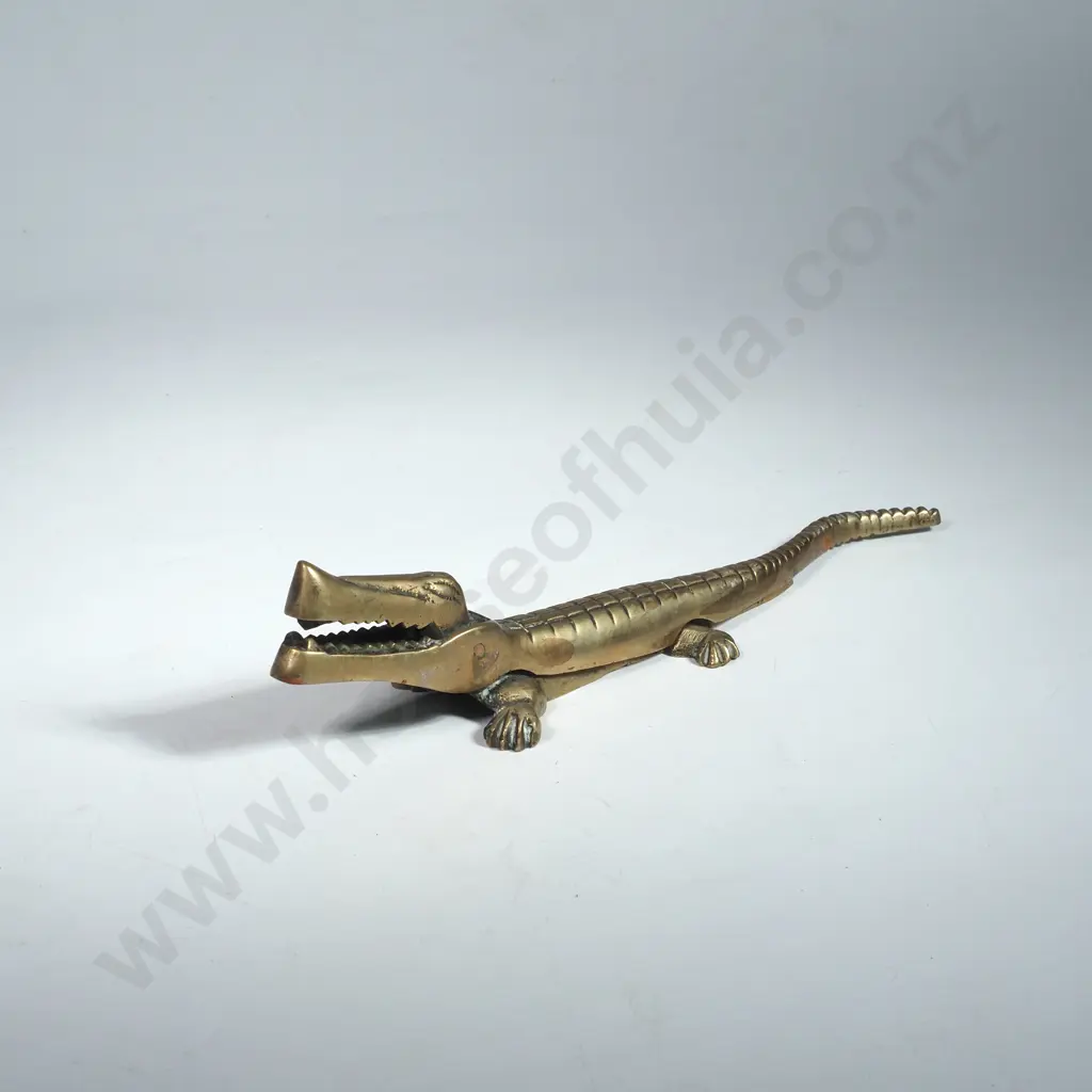 Vintage Small Brass Alligator Nutcracker Image 1++