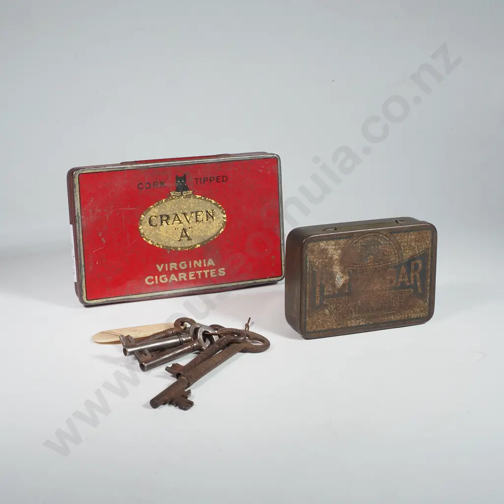 Two Tobacco Tins (Craven A & Templebar) Containing Vintage Cufflinks, Studs, Cabinet Keys & a Fishing Fly Image 1++