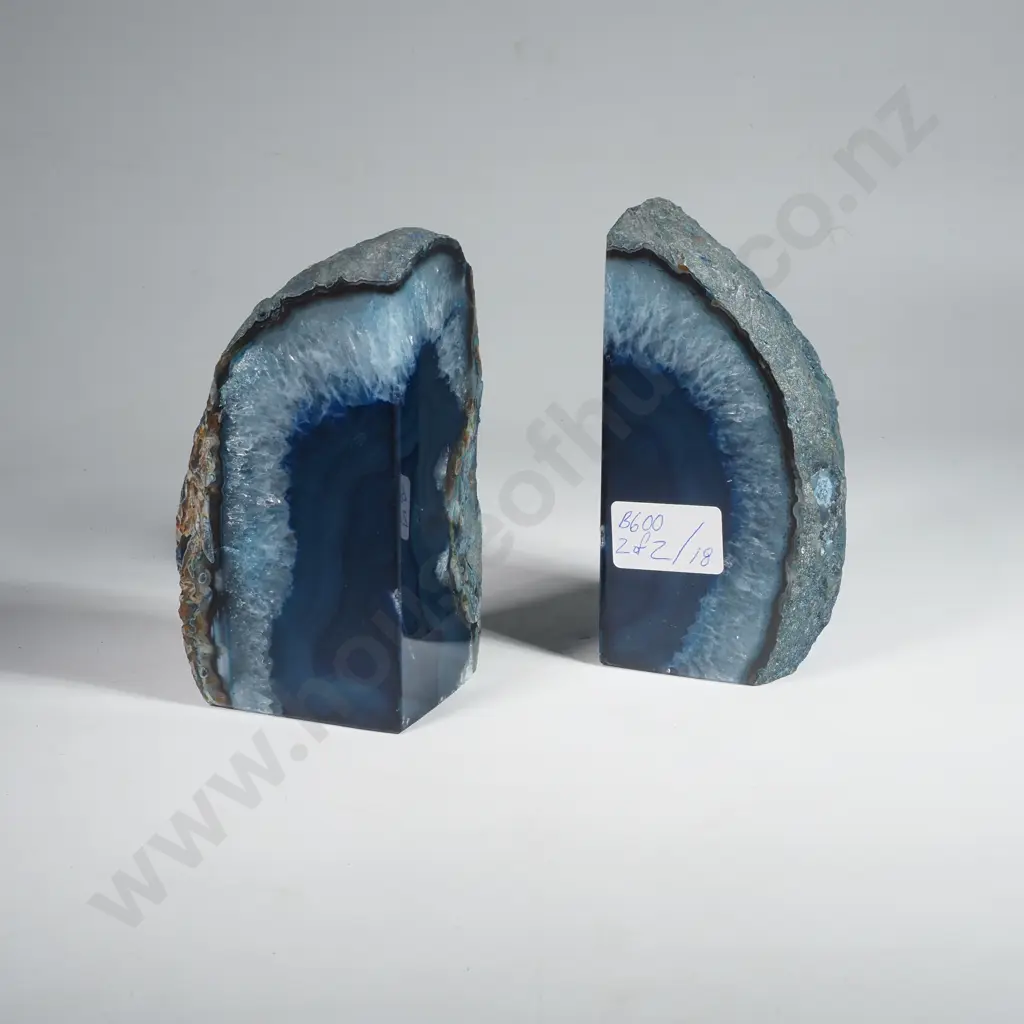 Pair of Polished Blue Agate Bookends Image 1++